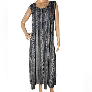 SOL Argyle Tribal Pattern Maxi Dress 360 smocking size XL